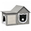 Pawhut Cat Bed For Indoor, Large Cat House With Soft Cushion, Scratching Pad, Dangling Ball, Kitten Condo Hideaway With Dual Entrances, Grey