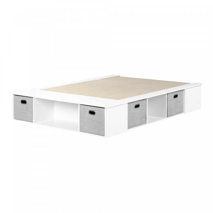 Flexible Storage Platform Bed With Baskets - Pure White 