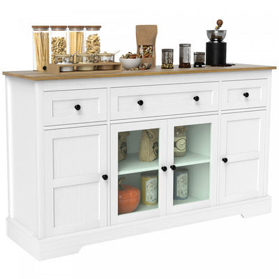 HOMCOM Sideboard Buffet Cabinet, Coffee Bar Cabinet, Distressed White
