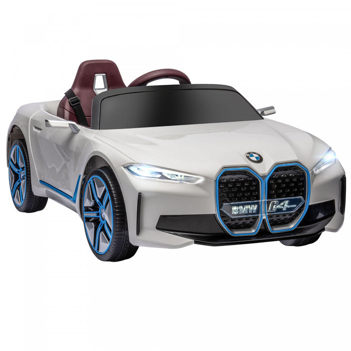 Aosom 12v Electric Powered Ride-On Car With Remote Control, 3.1 Mph Kids Ride-on Toy For Boys And Girls With Portable Battery, Suspension System, Horn Honking, Music, Lights, White