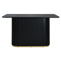 Jett 63 Inch Modern Industrial Dining Table with MDF & Iron Pedestal Base, Black