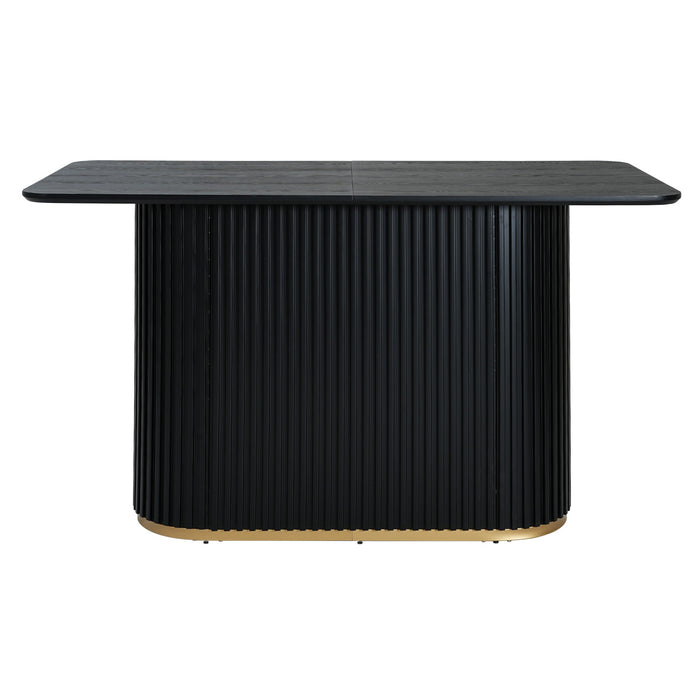 Jett 63 Inch Modern Industrial Dining Table with MDF & Iron Pedestal Base, Black