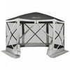 Outsunny 12' X 12' Hexagon Automatic Pop Up Screen Tents Camping Shelter Picnic Canopy Outdoor Sun Shade W/ Mesh Sidewalls And Carry Bag Grey