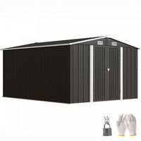 Outsunny 12' x 10' Metal Shed, Heavy Duty Outdoor Storage Shed, Dark Grey