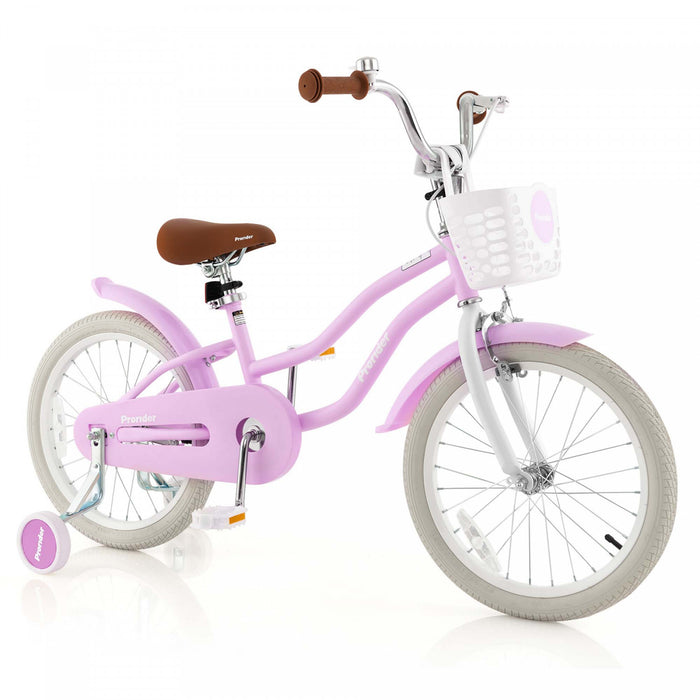 Costway 18\" Kids Bike Toddler Bicycle Withtraining Wheel Kickstand For 4-8 Years Purple