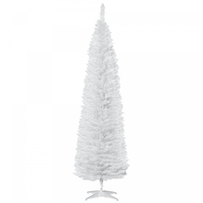 Homcom 7ft Pencil Artificial Christmas Tree With Realistic Branches