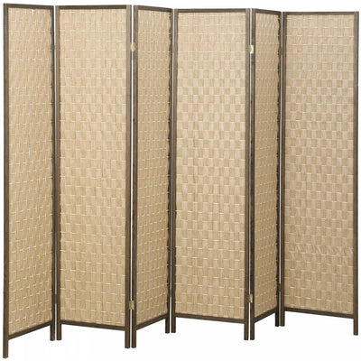 HOMCOM Handwoven 6 Panel Privacy Screen, 6 FT Folding Room Divider, Brown