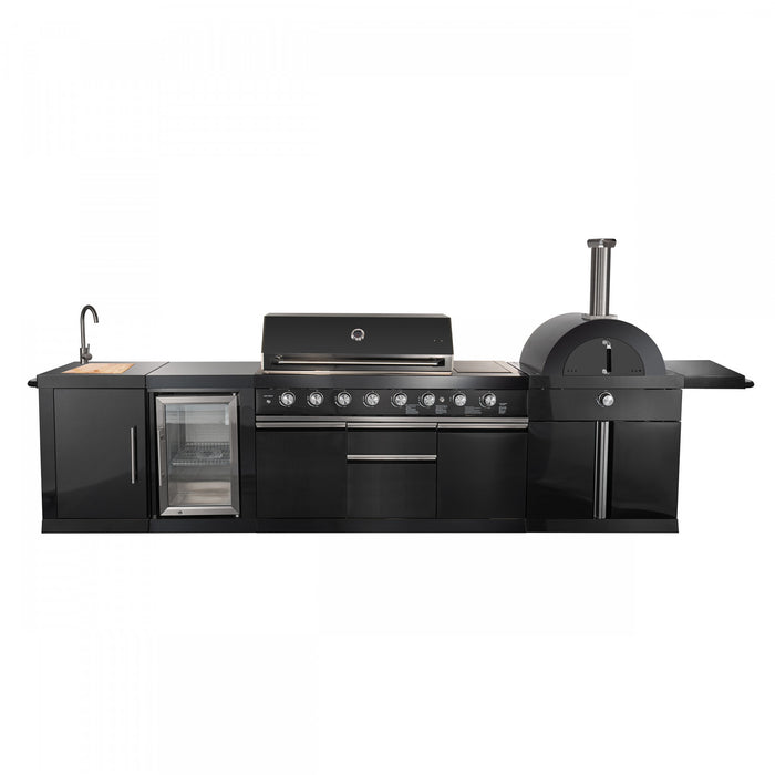Forno All'Aperto 87,600 BTU BBQ, Sink & Bar Module, Gas Pizza Oven, Black Countertops - FODKT2551BLK