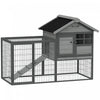 PawHut Rabbit Hutch Outdoor, 48\"L Large Wooden Bunny Cage with Run, Robust Metal Frame, Removable Plastic Tray, Asphalt Roof, Ramp, Guinea Pig Cage for 1-2 Rabbits, Grey