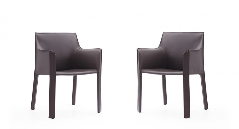 Vogue Modern Vegan Leather Dining Chair in Gray - Set of 2