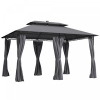 Outsunny 10' X 13' Outdoor Gazebo With Curtains & Solar-powered Led Lights