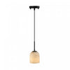 Crema 1 Light Pendant, Black, Brushed Brass With Alabaster Style Glass