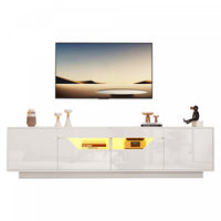 Lucas High-Gloss TV Stand with LED Lighting Storage,White 