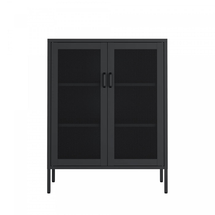 Amelia Modern 32\" Metal Accent Cabinet in Black