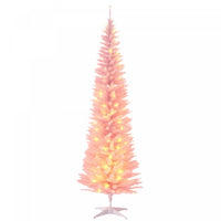 HOMCOM 7' Prelit Artificial Christmas Tree with Warm White LED Lights