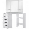 HOMCOM Corner Vanity Table, Makeup Desk with 3-piece Mirror and 5 Drawers