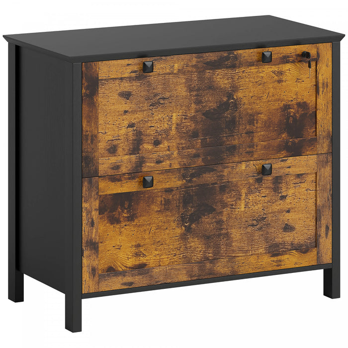 HOMCOM 2 Drawer Lateral File Cabinet for Letter, A4, Legal Size, Rustic