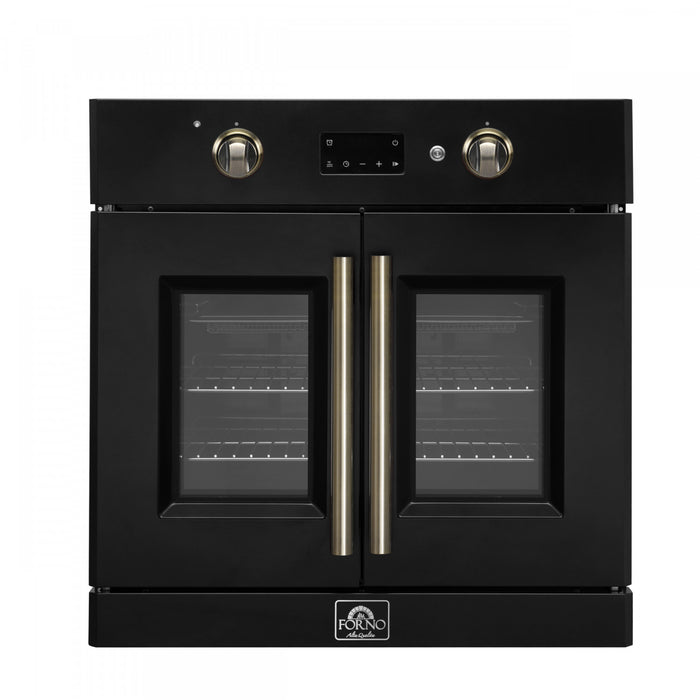 Forno Asti 30\" French Door Electric Wall Oven, Black, 3.68 cu. ft. - FBOEL1333-30BLK