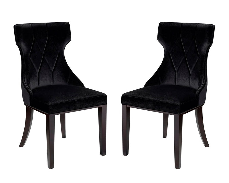 Manhattan Comfort Set of 2 Reine Velvet Dining Chairs - Black & Walnut
