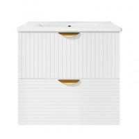 Jasper 24 Inch Modern Wall-Mounted Bathroom Vanity with Drawers, White 