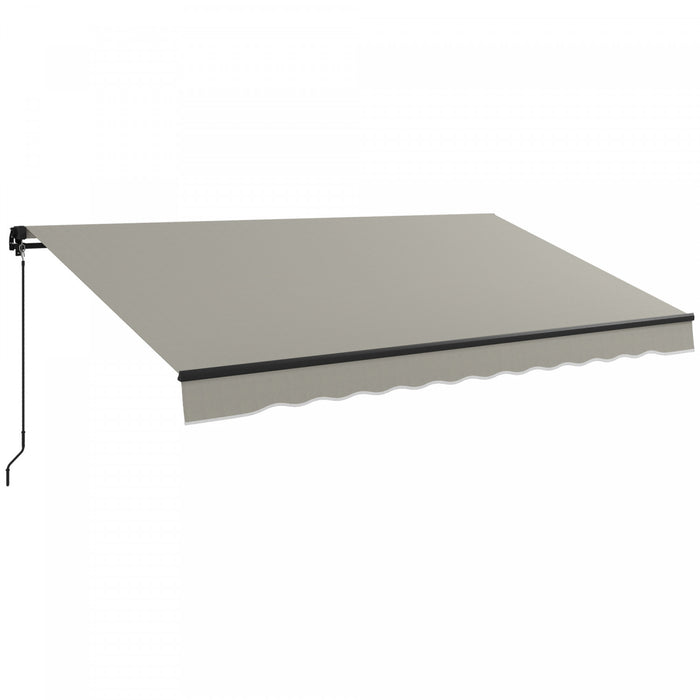 Outsunny 12' X 10' Retractable Awning, Patio Awning Sunshade Shelter With Manual Crank Handle, 280gsm Uv Resistant Fabric And Aluminum Frame, For Deck, Balcony, Yard, Light Grey