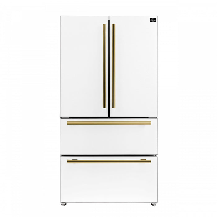 Forno Espresso Moena 36-inch French Door Refrigerator in White, 19.2 cu.ft. - FFRBI1820-36WHT