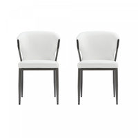 Kirsten Modern Metal Vegan Leather Dining Chair in White - Set of 2 Armoire