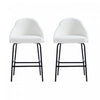 Gracie Modern Metal Upholstered Counter Stool in White and Black - Set of 2