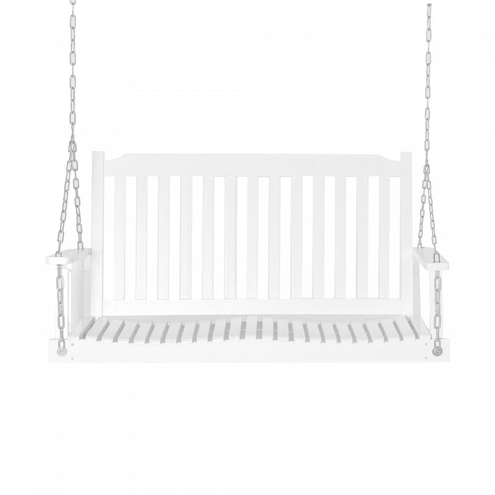 Outsunny 2-people Porch Swing Bench With 2 Hanging Chains For Deck White