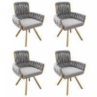 Timothy Velvet Swivel Dining Chairs with Tufted Upholstered and Metal Legs Set of 4, Grey  