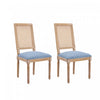 Oliver Solid Wood Rubberwood Dining Chair Set of 2 with Upholstered Seat Cane Backrest and Fluted Legs,Blue | Oliver lot de 2 chaises de salle a manger en bois massif (hevea) avec assise rembourree, dossier en cannage et pieds canneles, bleu