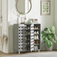 HOMCOM Shoe Storage Cabinet with 5-Tier Cupboard and 5 Open Shelves, Grey
