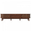 Oakmere 67 Inch Modern TV Stand with Drawer and Sliding Doors, Walnut