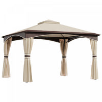 Outsunny 10.5'x 12' Soft Top Gazebo Canopy Tent W/ Double Roof, Eaves Design And Mesh Netting Sidewa