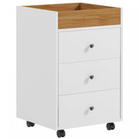 HOMCOM 3 Drawer File Cabinet with Wheels Tray for Home Office, White