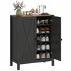 HOMCOM Shoe Cabinet with Barn Doors, Farmhouse Shoe Storage Cabinet, Black
