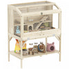 PawHut Wooden Hamster Cage, Gerbil Cage with Openable Top, Removable Tray, Seesaws, Water Bottle, Transparent Panels for Syrian, Dwarf Hamsters and Gerbils, 33.1\" x 20.9\" x 43.3\"