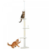 PawHut Floor to Ceiling Cat Tree with Scratching Posts, 88.5