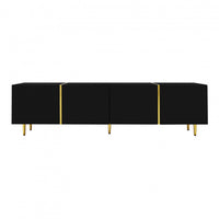 Frances Modern Tv Stand With 4 Doors,high-gloss Black Tv Stand 