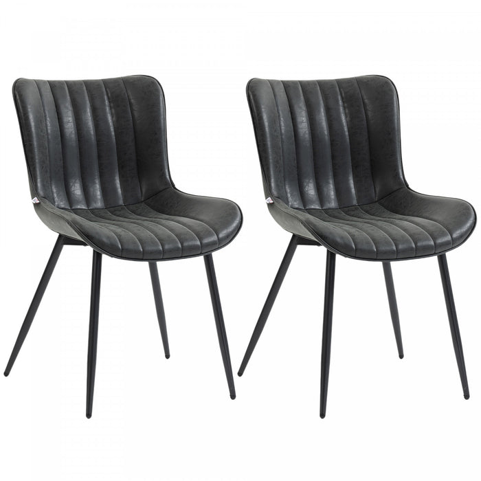 HOMCOM Dining Chairs Set of 2, Upholstered Kitchen Chairs with Backrest