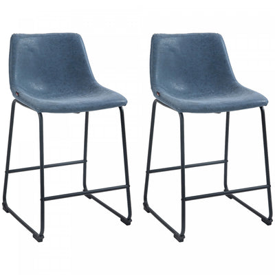 HOMCOM Bar Stools Set of 2, Counter Height Barstools with Back
