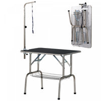 Pawhut Dog Grooming Table With Adjustable Grooming Arm, Pet Grooming Table For Dogs With Storage She