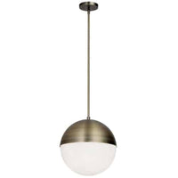 Dainolite Dayana 3 Light Pendant Antique Brass Finish White Glass Lamp