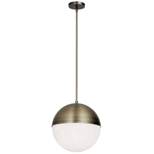 Dainolite Dayana 3 Light Pendant Antique Brass Finish White Glass Lamp