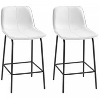 HOMCOM Bar Stools Set of 2, Microfiber Cloth Upholstered Bar Chairs