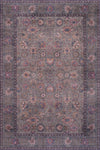 Aqua Brown Flora Washable Non-slip Low Pile Area Rug 5'x7'