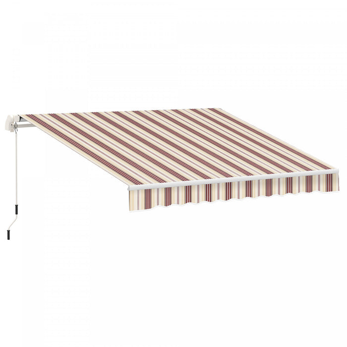 Outsunny 13' X 8' Manual Retractable Patio Awning Sun Shade Outdoor Deck Window Door Canopy Shelter Aluminum Frame Red Stripe