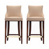 Shubert Modern Wood Upholstered Barstool in Tan - Set of 2