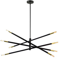 Dainolite Wand 8 Light Chandelier Small Matte Black/Aged Brass Lamp