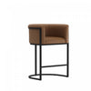 Cosmopolitan Mid-Century Modern Metal Upholstered Counter Stool in Chestnut | Tabouret de comptoir moderne du milieu du siecle en metal et tissu, finition chataigne